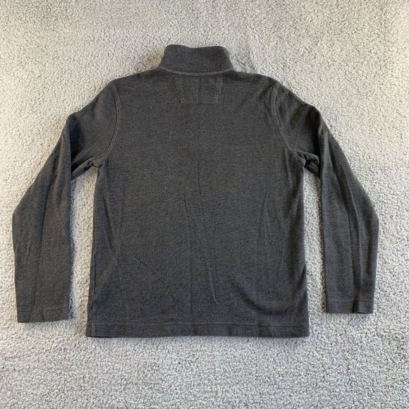 Banana Republic Sweater Mens Medium Gray Birdseye 1 Waffle Knit Pullover 1/4 Zip - Picture 2 of 12
